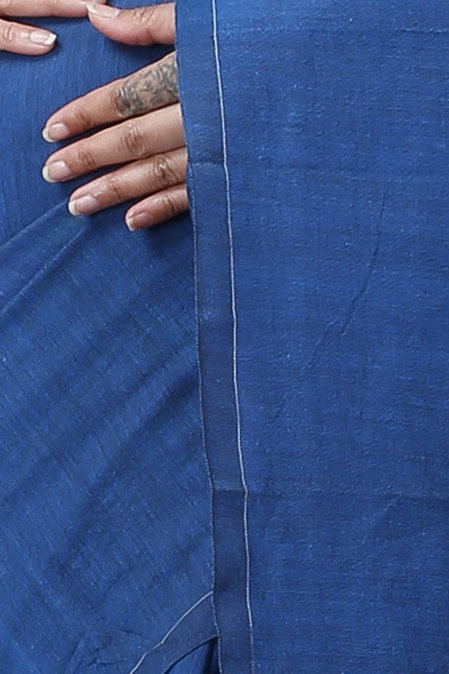 Blue Pure Cotton ThanKhadi Hand Loom Saree (5237)